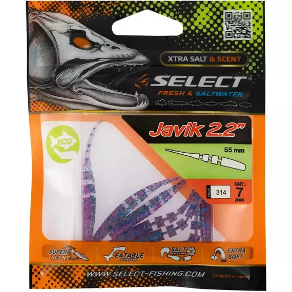 Силікон Select Javik 2.2" #314 (7 шт / уп), Длина силикона: 2.2" (5.59 см), Расцветка силикона: 314, фото , изображение 2